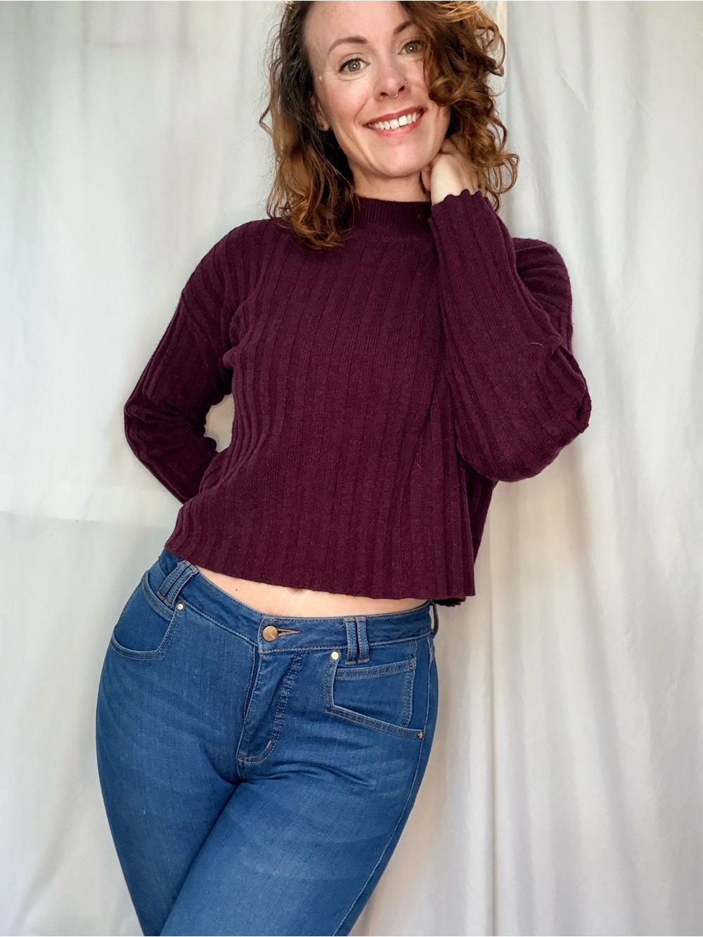 Madewell Pink Ribbed Mock Neck Sweater